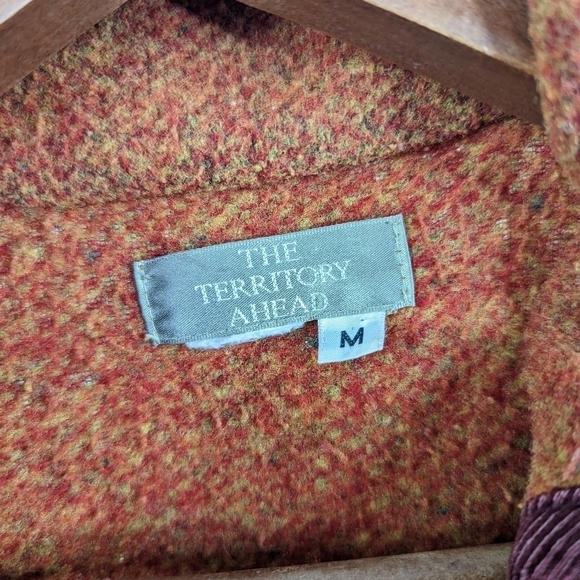 The Territory Ahead Jacket Womens Medium Wool Coat Button Orange Brown Corduroy - Picture 3 of 12
